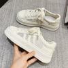 thick-soled little white shoes women's spring and summer new versatile casual board shoes shell head leather mesh flat-soled biscuit shoes