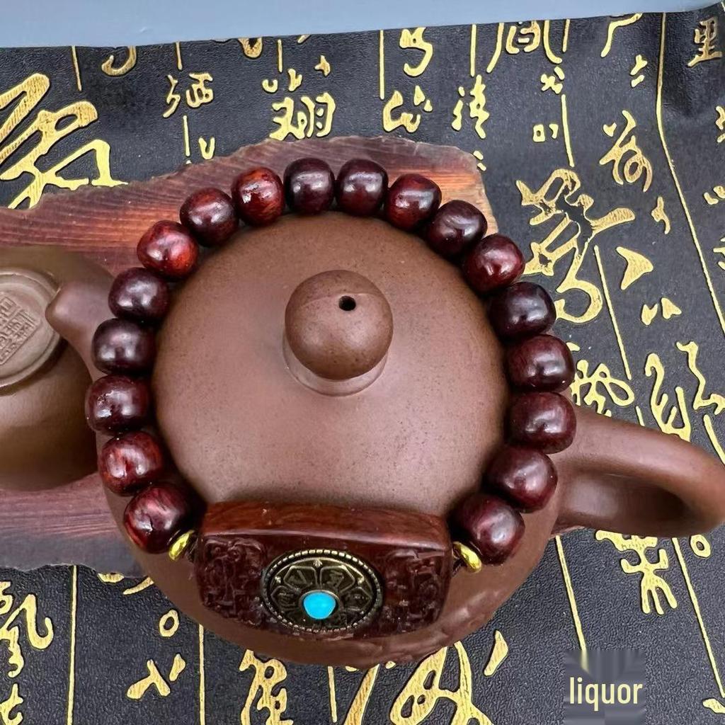 Exquisite Red Sandalwood Six-Character Mantra Bracelet - Unisex Luck-Turning Wheel Couples' Bracelet