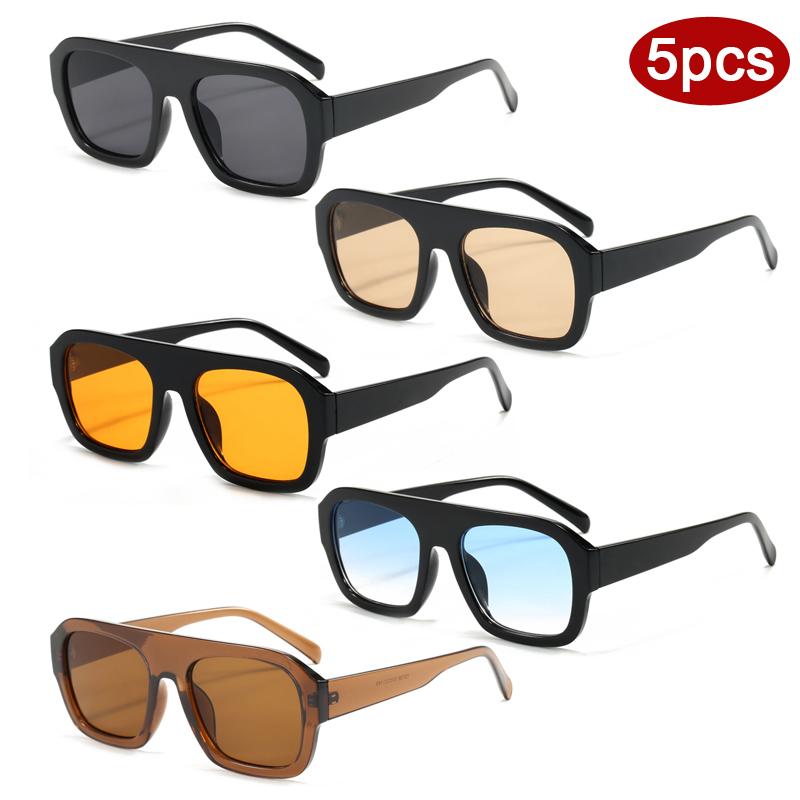 

5 шт. Модные популярные большие многоугольные солнцезащитные очки с многоцветными линзами, солнцезащитные очки для улицы, повседневные солнцезащитные очки, защита от солнца, UV400