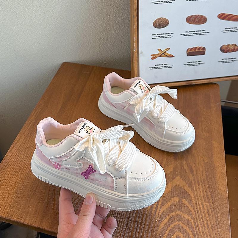 

2026 Spring/Autumn Thick-Soled White Girls Casual & Sports Shoes for Kids 30 рожевий