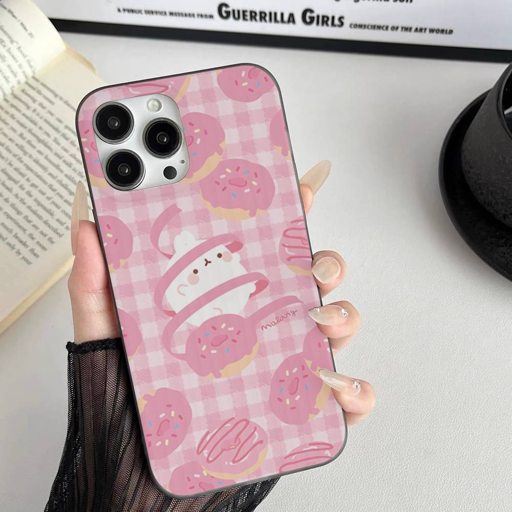 Kawaii Niedliches Kaninchen M-MolangS Anime Für IPhone 17 16 15 Plus Pro Max 12 14 Plus 11 13 Welle Geriffelt Streifen Funda Handyhülle