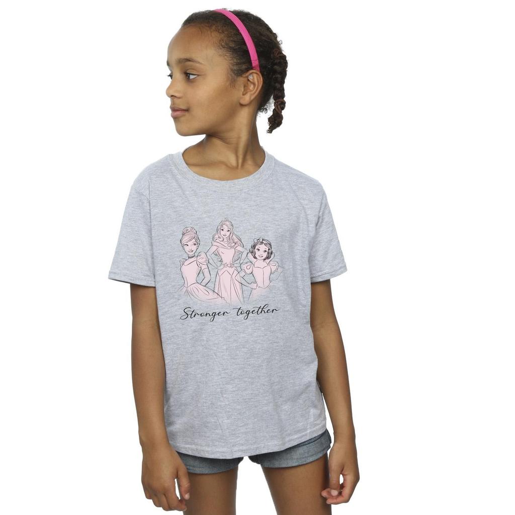 Disney Girls Princesses Stronger Together Cotton T-Shirt