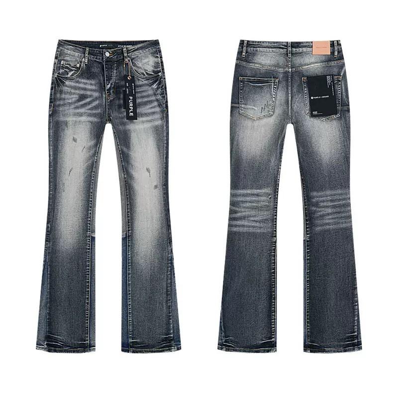 Mens Straight Fit Distressed Patchwork Denim Jeans Vintage Streetwear Style High Waist Ripped Cotton