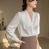 Fashion Blouses Shirts Long Sleeve V-Neck Office Lady White Chiffon Blouse Shirt Women Tops J750