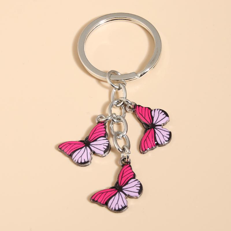 Cute Colorful Butterfly  Enamel Flying Animals Key Chains For Women Girls Accessorie Handmade Jewelry Bag Charm