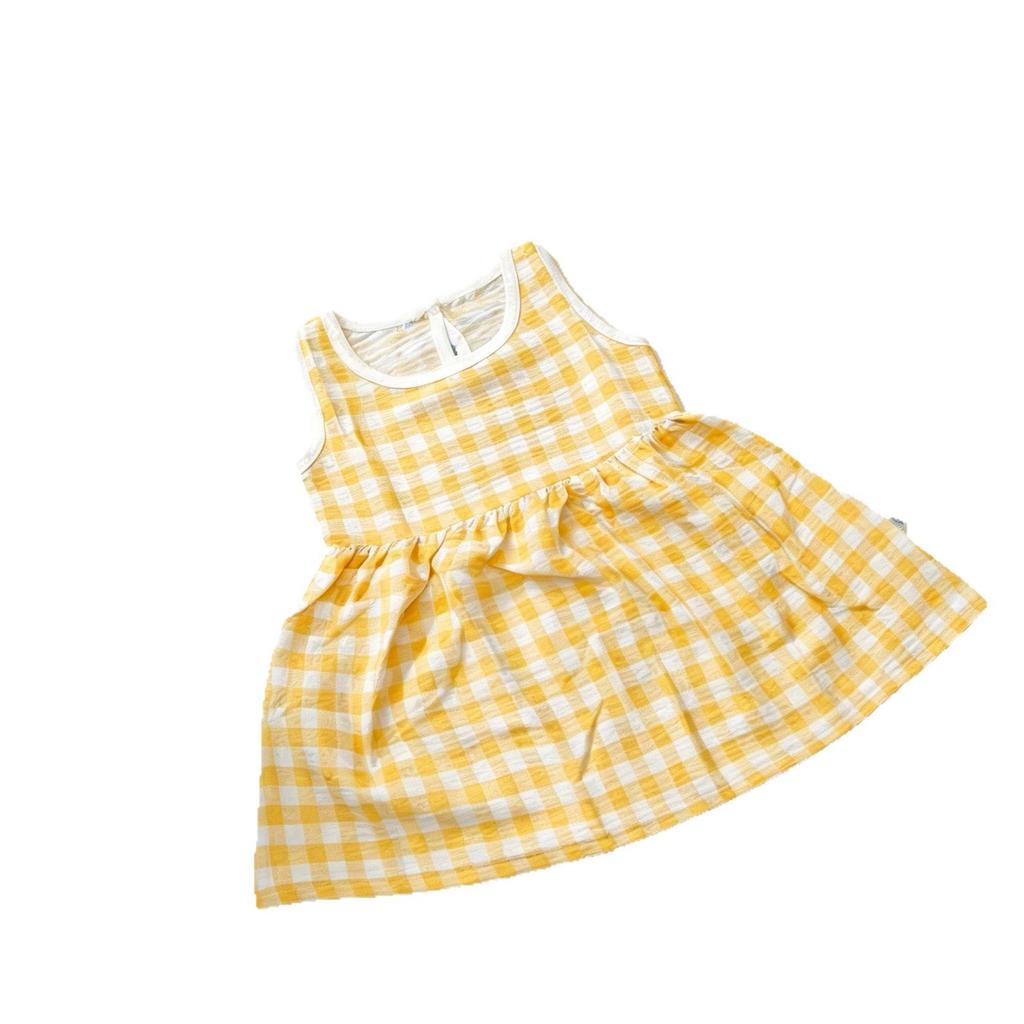 Girls Summer Sweet Plaid Dress With Lace Splice Short Sleeve Princess Skirt For Kids