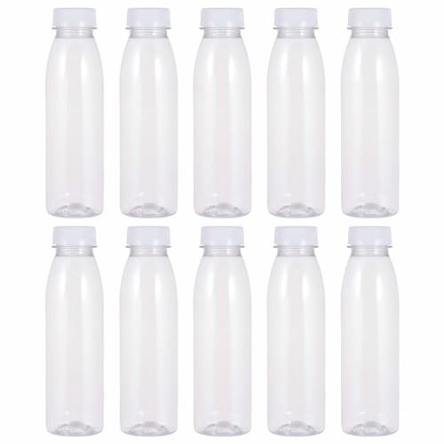 

BESTOMZ 10-Piece Empty Plastic Juice Bottle, Reusable PET Clear Milk Bulk Containers for Beverage Drink Dispenser, Juice, Smoothie, Water, Liquid, 350