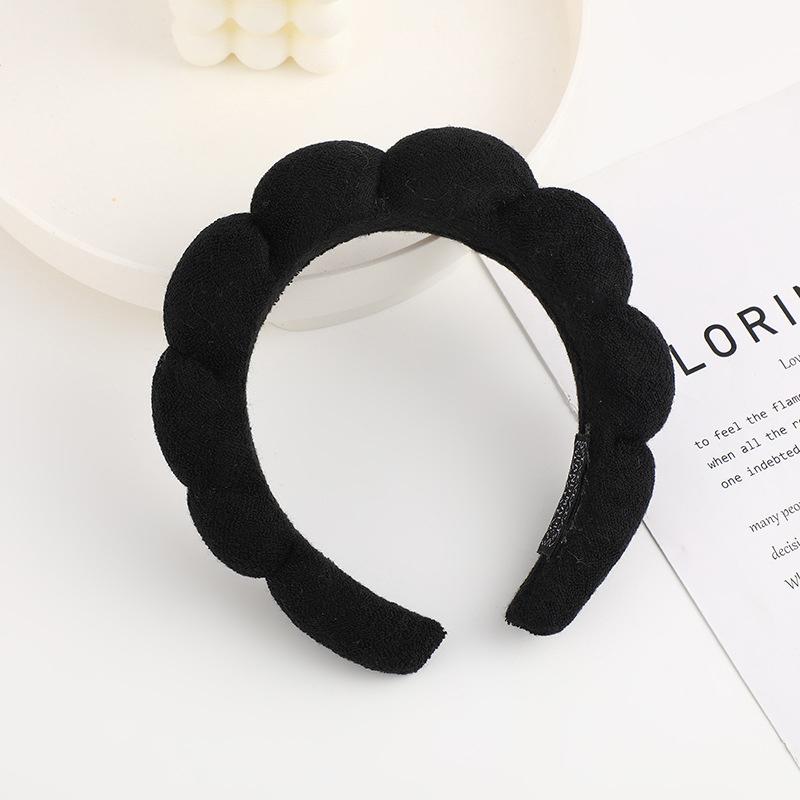 Solid Color Cloud Sponge Headband Washing Scrunchies Puffy Headband Washing Face Makeup Shower Skincare Hair Band