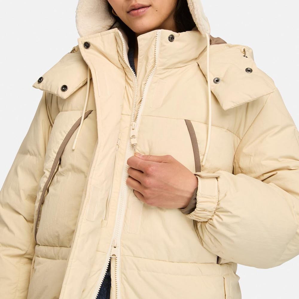 Timberland Hawker Recycled Down Puffer Long Parka, Women's, Angora Size L (TB0A5ZC3EFL1)
