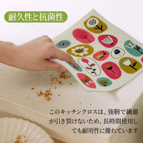 Yowodana Cellulose Dishcloths [Original Design, Natural Fiber] Set of 5 Reusable Dishcloths, Highly Absorbent, Odor-Resistant, Antibacterial, Durable,