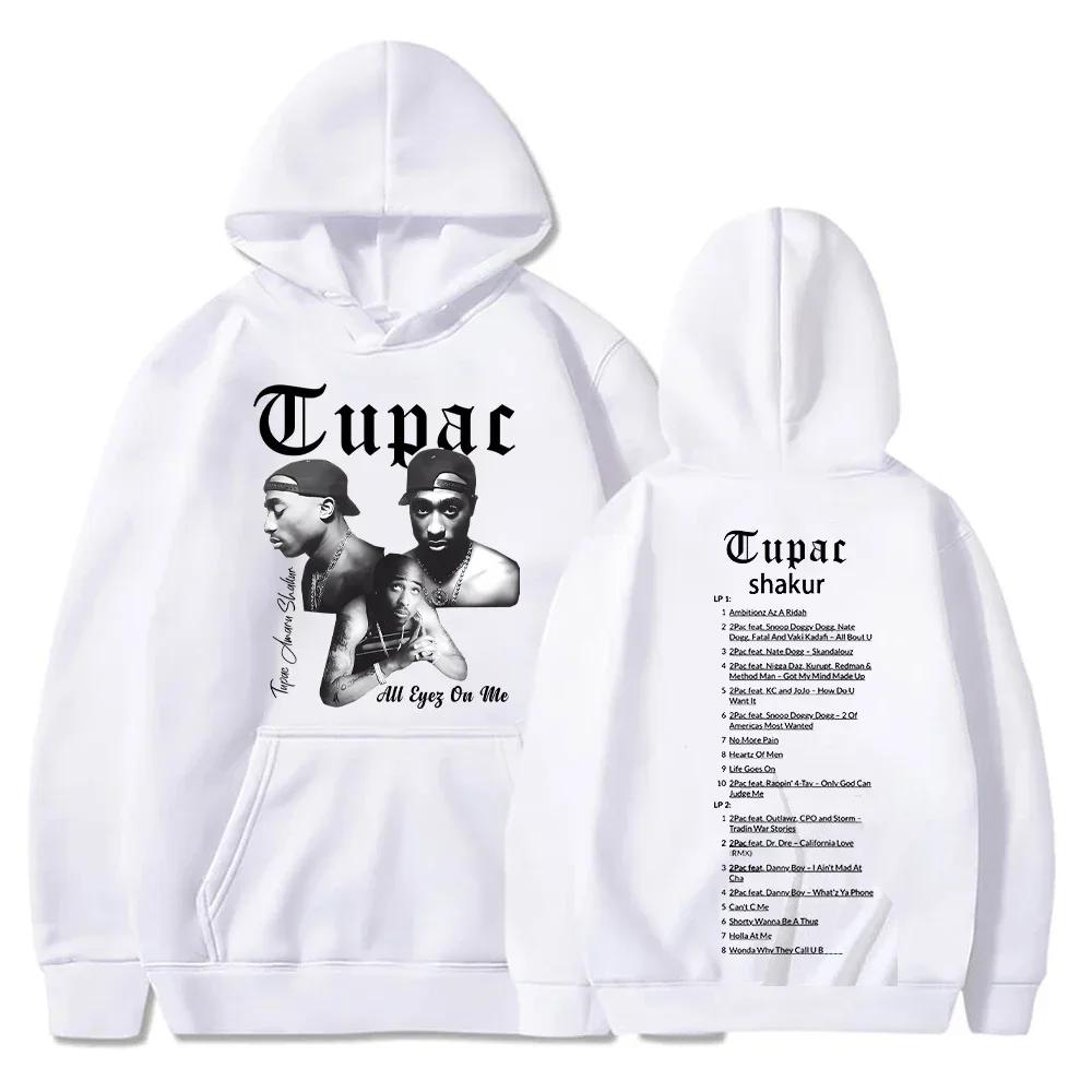 Felpa con Cappuccio Tupac Shakur Uomo Donna Stampa Grafica All Eyez on Me Felpa con Cappuccio Hip Hop Rapper Ritratto Pullover Streetwear Felpa Casual per Fan Regalo