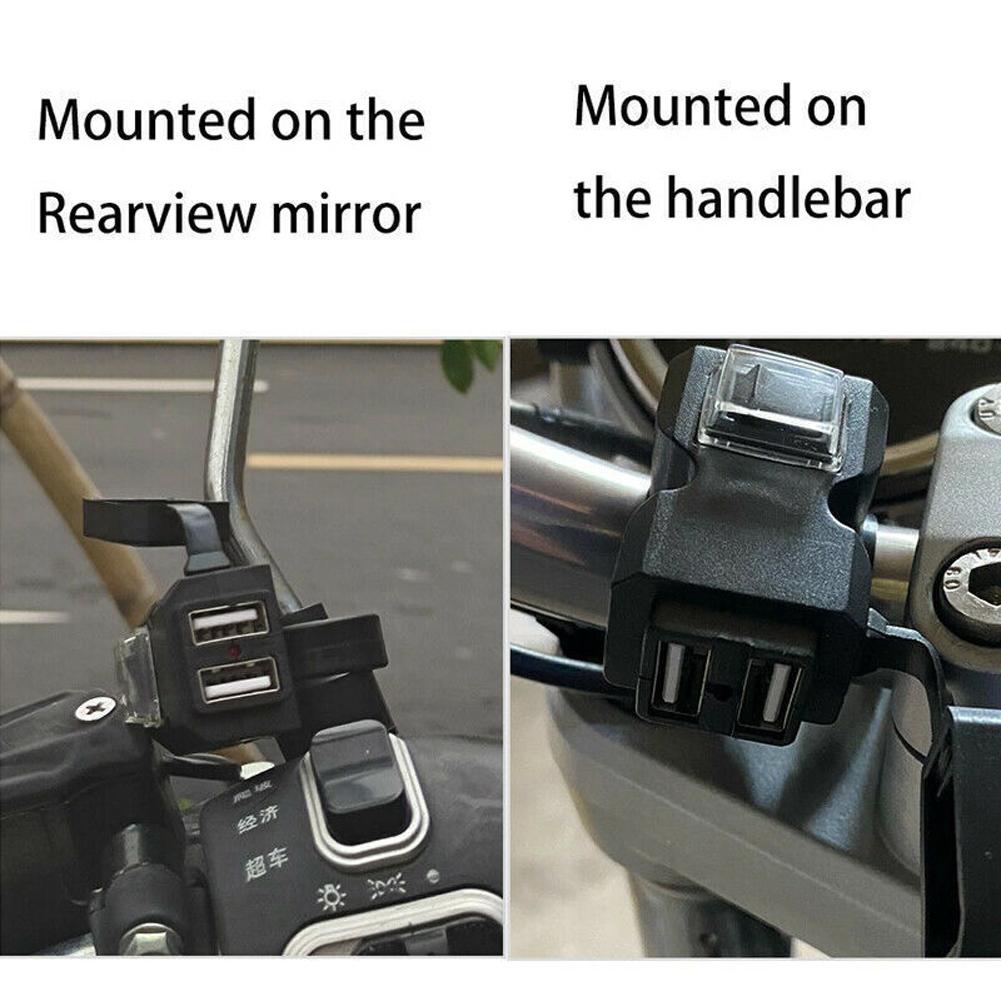 Dual USB Power Adapter Waterproof Motorbike Power Socket Overload Protection Motorcycle Charger Adapter Motorbike Accessories