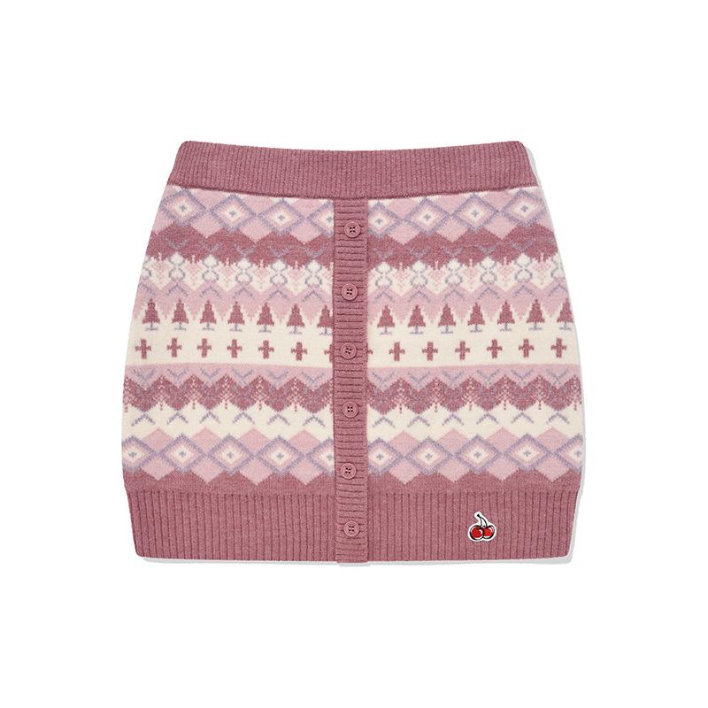 Kirsh Fair Isle Knit Mini Skirt [Salmon]