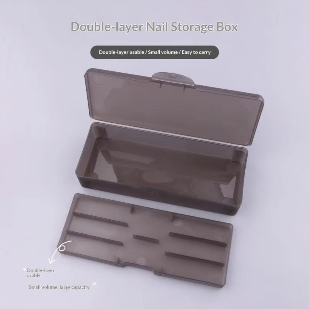 Double Layer Nail Storage Box Large Capacity Frosted Nail Tool Organizer Case Rectangle Removable Tray Nail Art Tool Box