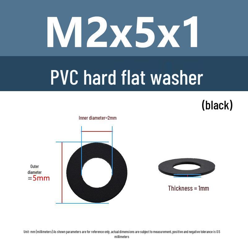 Yigu Black Nylon PVC Sealing Washer M4/M5: Thick, Insulating Plastic for Screws