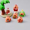 6Pcs/set Christmas Capybara Miniatures Resin Xmas Ornaments Fairy Garden Decoration Micro Landscape