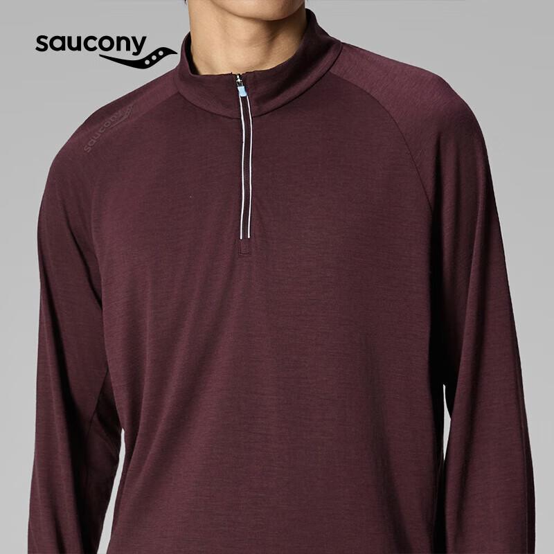 SAUCONY Men's Wool Blend Half-Zip Long Sleeve Top