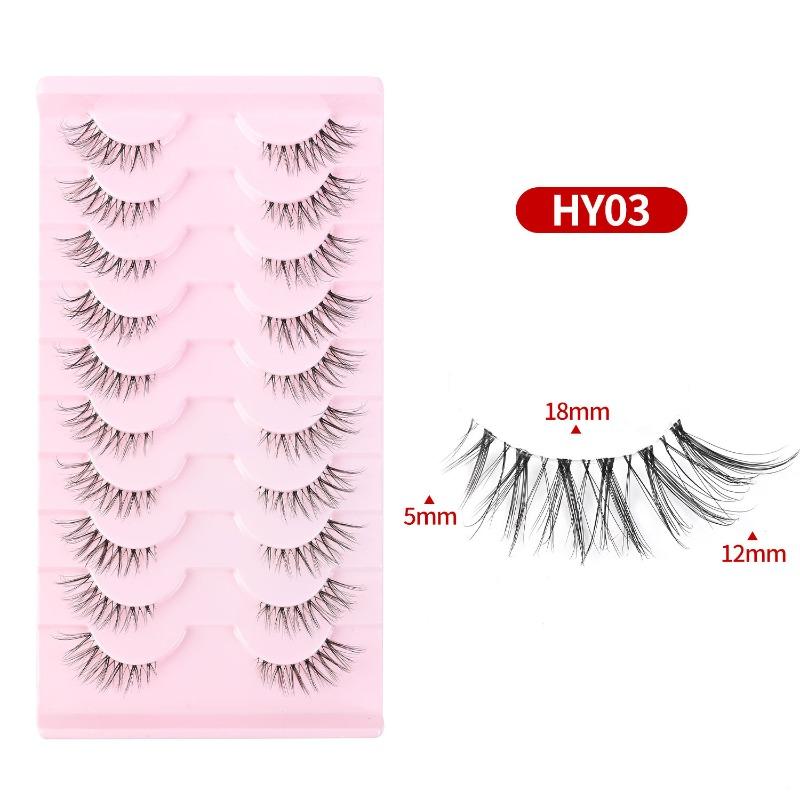 New Middle East cross-border cat eye false eyelashes, eye tail elongated transparent stem eyelashes 10 pairs flat factory