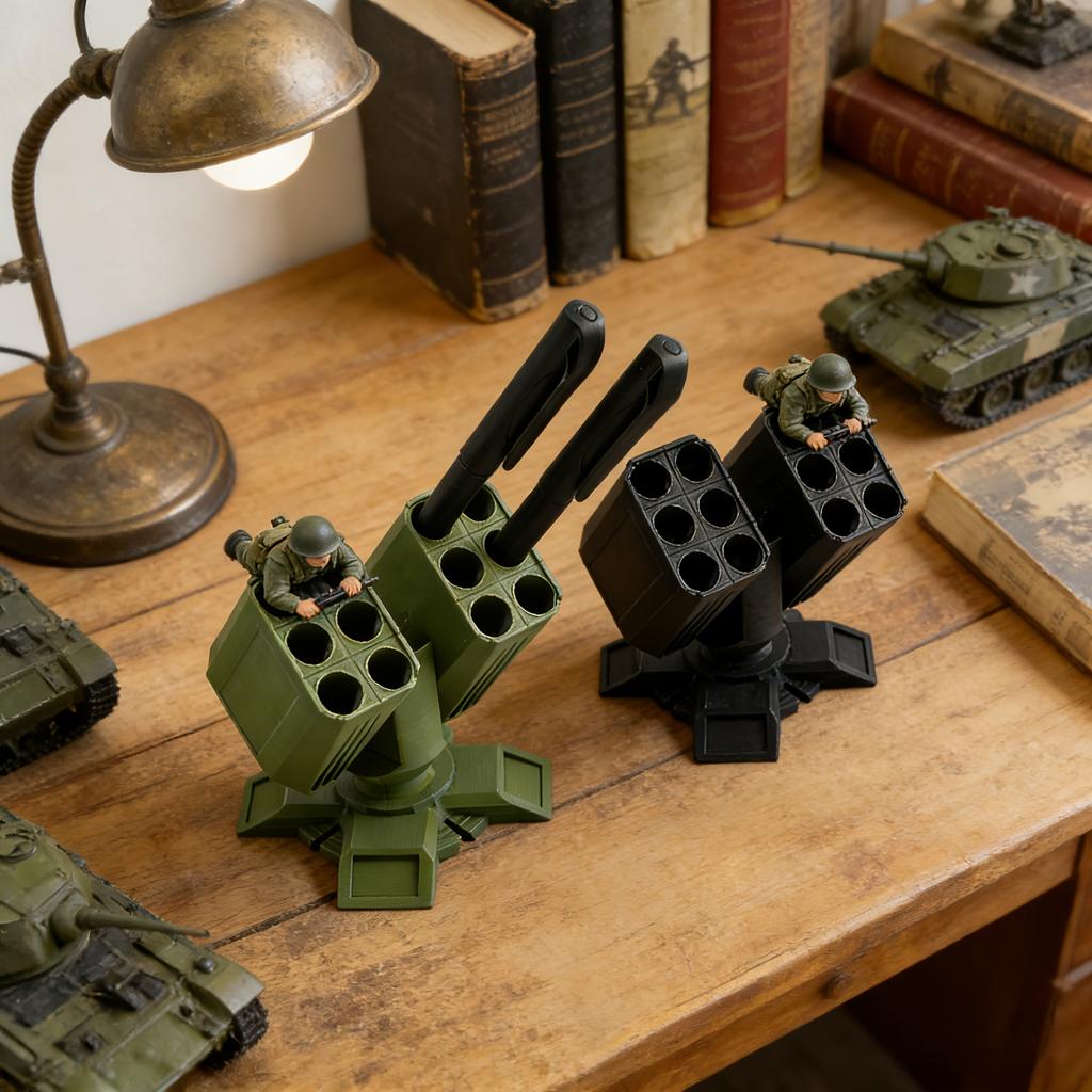3D Tištěný Držák na Tužky ve Tvaru Rakety Kreativní Stojan na Tužky ve Tvaru Protiletadlové Rakety Stolní Organizér Dekorace Domácí Kanceláře