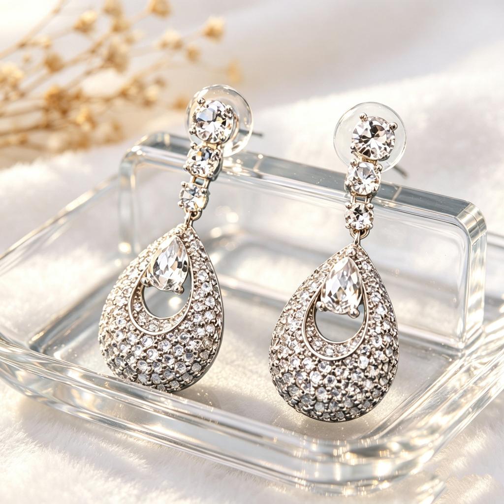Volle Diamant-Wassertropfen-Ohrringe Schwere Industrie Diamantbesetzte Zirkon Bankett Braut Temperament Ohrringe