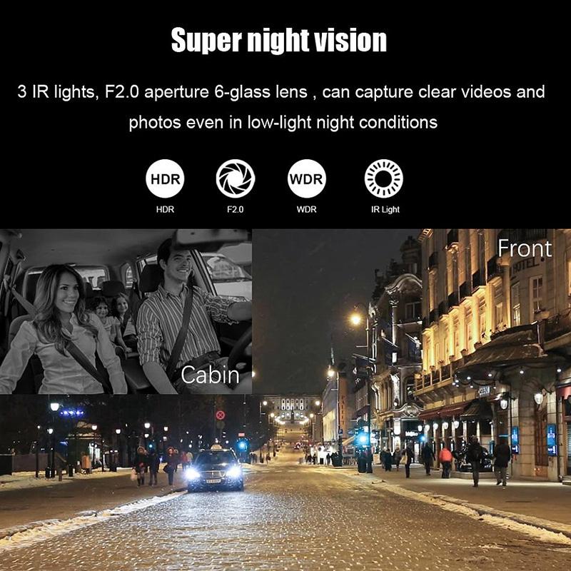 1080P Dual Camera Dash Cam For Cars WIFI APP Car DVR 3Inch Video Recorder Front inside Camera Black Box G-Sensor Car Accessory
