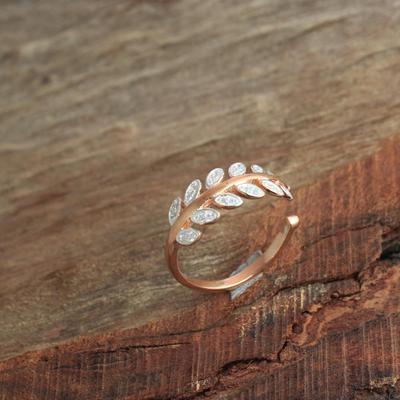 Bague en argent Sterling 100% plaqué or Rose avec zircone cubique pour femme, bijoux