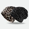 Fashion Leopard Beanies Cap for Women Vintage Knitted Warm Dual-use Skullcap Snood Casual Riding Windproof Pullover Hat