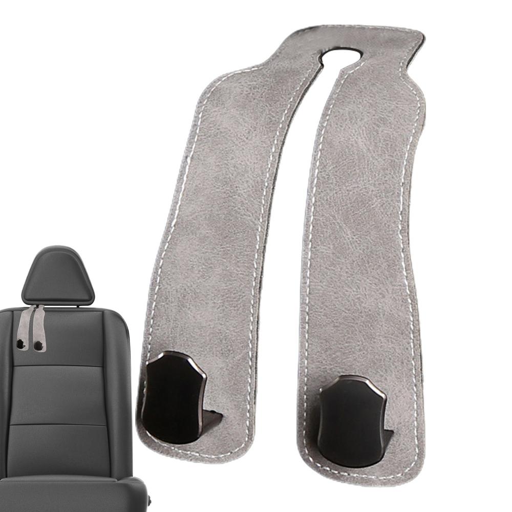 

Крючки на подголовник для автомобиля Двойные на спинку сиденья Крючки на подголовник из ПУ кожи Автомобильные крючки Автомобильный органайзер Сверхпрочные Многофункциональные серый