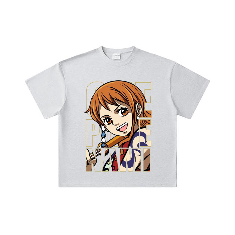 260 GSM Double Yarn 32 Count 100% Cotton One Piece V61 Nami Print Unisex Heavy Cotton T Shirt