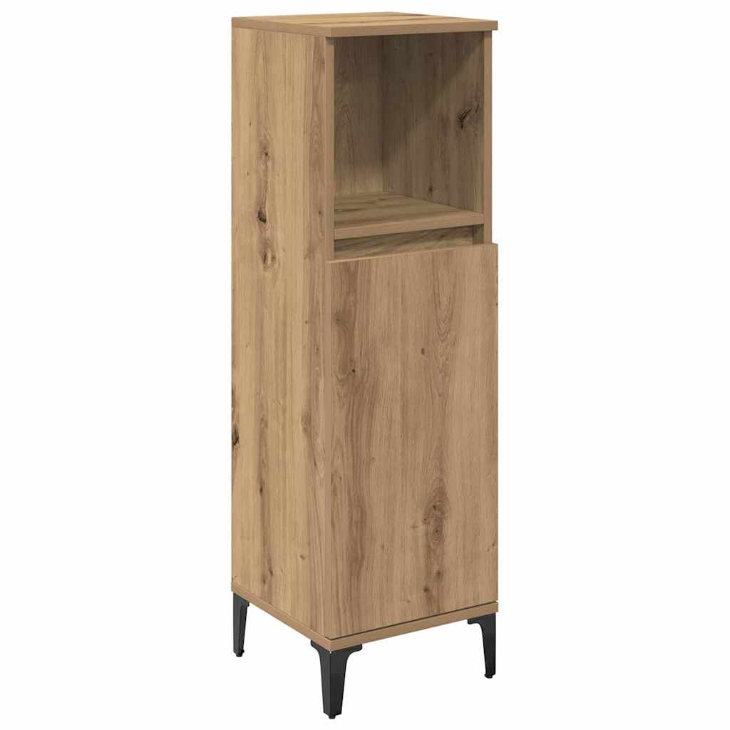 Bathroom Furniture Set with Shelf 3 pcs Artisan Oak Wood Based Material