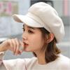 Solid color woolen octagonal hat children's autumn and winter new Bere duck tongue casual fashion green painter British hat