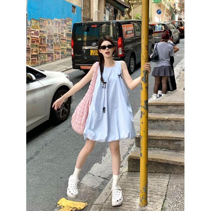 French temperament sleeveless slim dress children's summer new small first love doll skirt bud short skirt