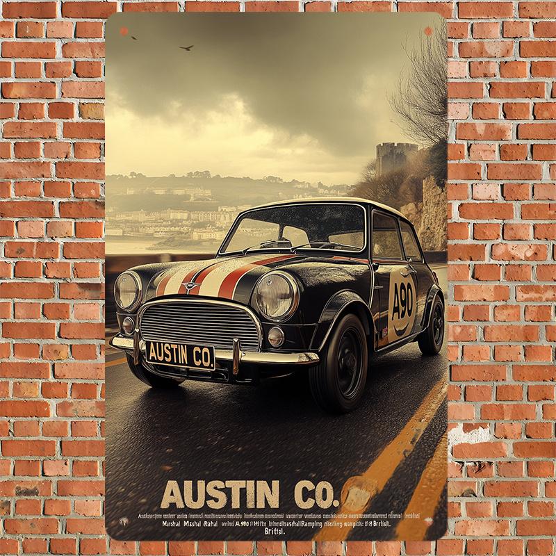 

Vintage Austin Car Poster - Retro Metal Tin Sign, Black and Red Striped for MG Midget, for Home & Shop Wall Decor, Pre-Drill 20x30cm（7.8x11.8inch）