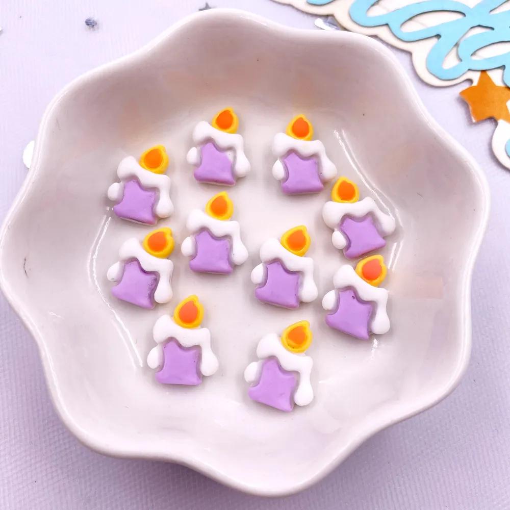 30pcs Resin Mini Colorful Painted Cartoon Ghosts Bat Pumpkin Spider Bat Candle Figurines Flat Back Nail Art DIY Scrapbook M437 H
