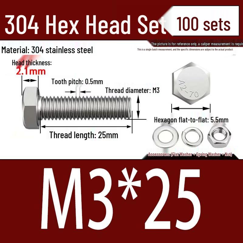 304 Stainless Steel Hex Fastener Assortment Kit