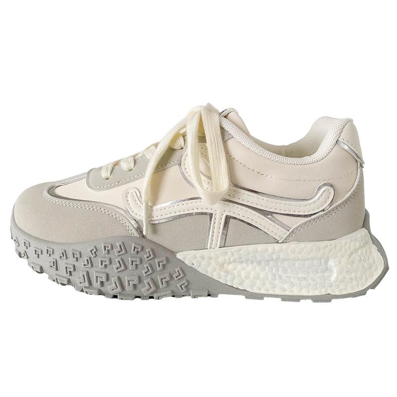 

A6001 latex insole/lightweight explosive sports shoes women s shoes 2025 new niche dad shoes casual shoes Hong Kong style 40 бежевий
