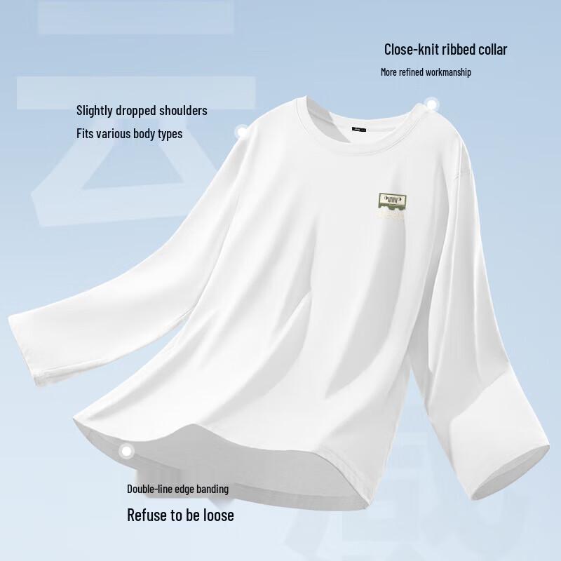 JEEP Men's Pure Cotton Loose Fit Long Sleeve T-Shirt