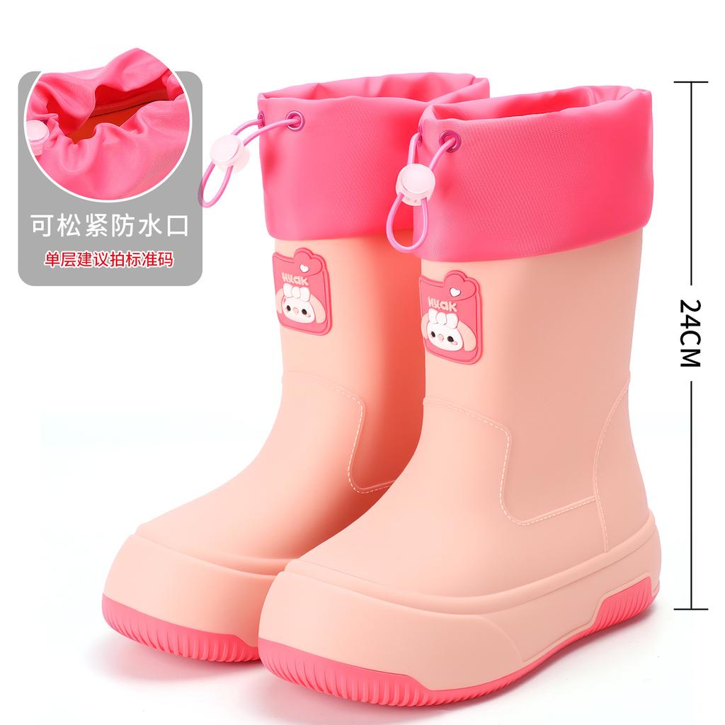 2025 new cute rain shoes women's medium rain boots cotton water shoes waterproof glue shoes kitchen car wash water boots