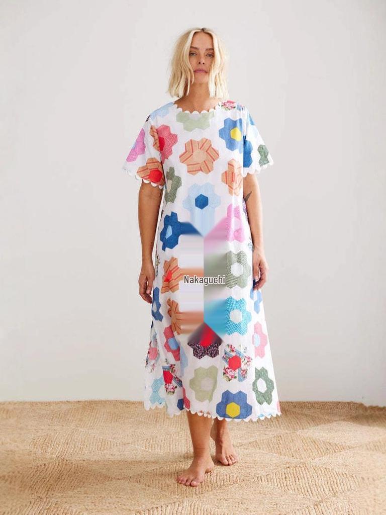 2025 European-American Casual Linen Lace Tie-up Dress