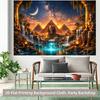 1 piece of 2D background fabric ancient Egyptian stone statues and pyramid polyester background fabric for a banner
