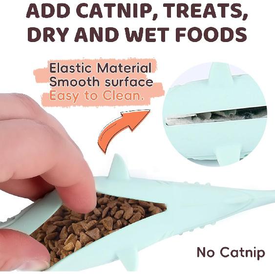 Cat Teething Toys, Fun Cat Fish Toy for Kittens Dental Care, Cat Treating Dispensing Toy No Catnip Included, Durable Cat Chew Toy (1 PCS), Green