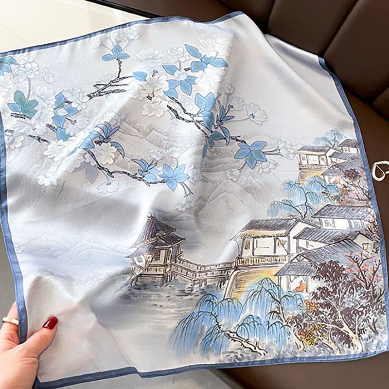 Small Neck Scarves For Ladies Square 100% Silk Scarf New Luxury Brand Women Handkerchief Bag Scarfs Female Head Bandana