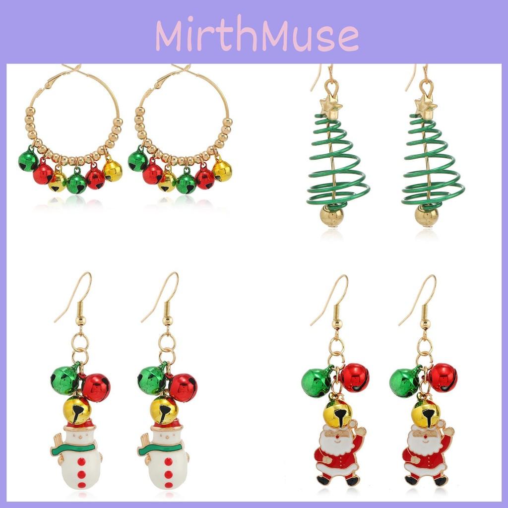 Party Christmas Earrings With Snowflake Bell For Women Holiday Gift Accessory