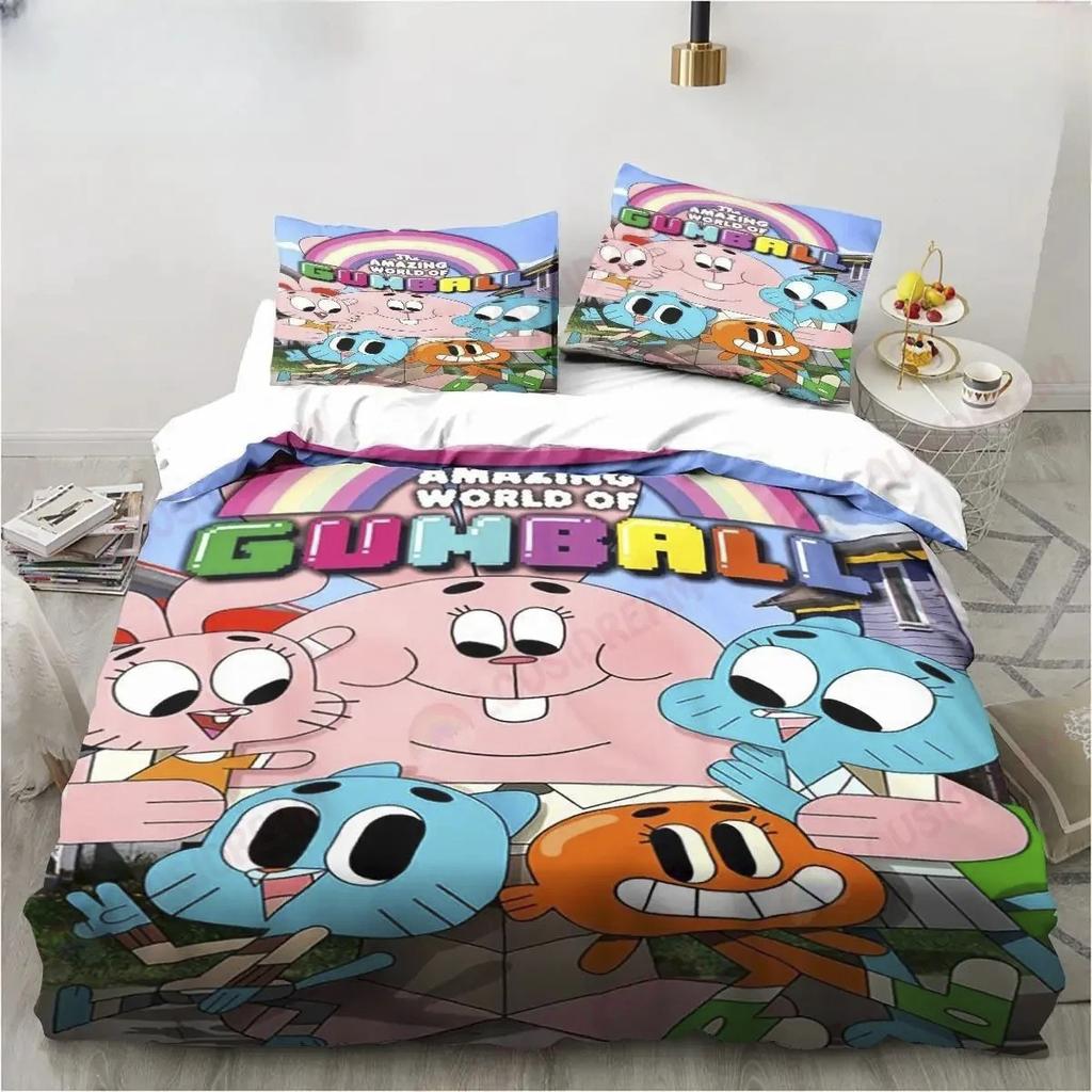 New Cartoon The Amazing World Bedding Set Gumball Sheet King Twin Double Child Bedding Set Mircofiber or Polyester Duvet Cover