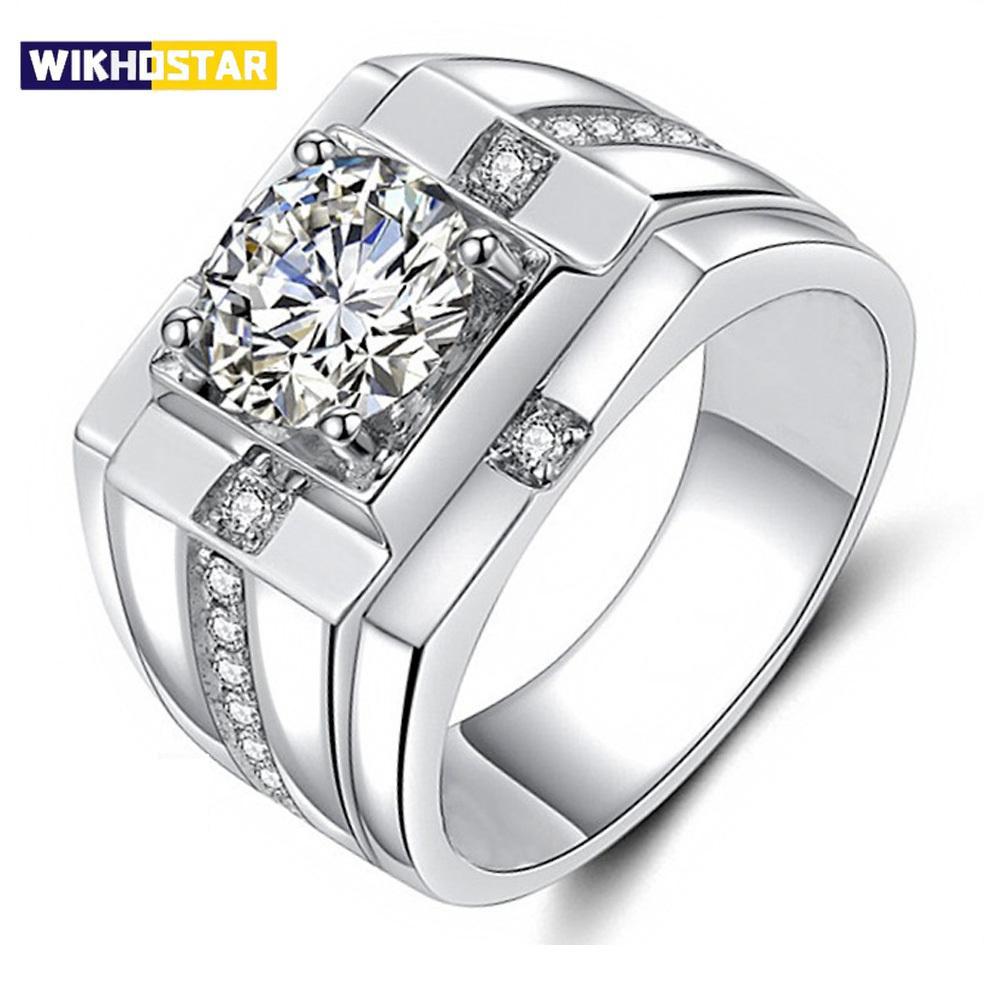 

Silver Ring 5A Zircon For Men Women Wedding Fine Jewelry Accessories Party Gift Fashions resizable