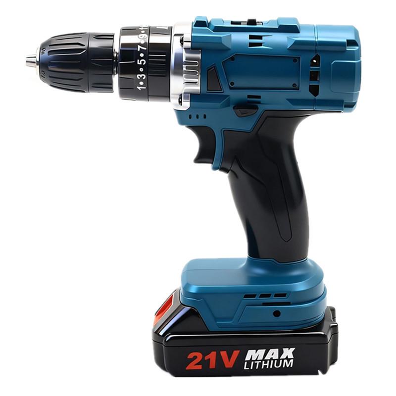 21V High-Power Brushed Lithium-Ion Hand Drill with Impact, Speed, & Three-Function Settings - Electric Drill Tool Set.