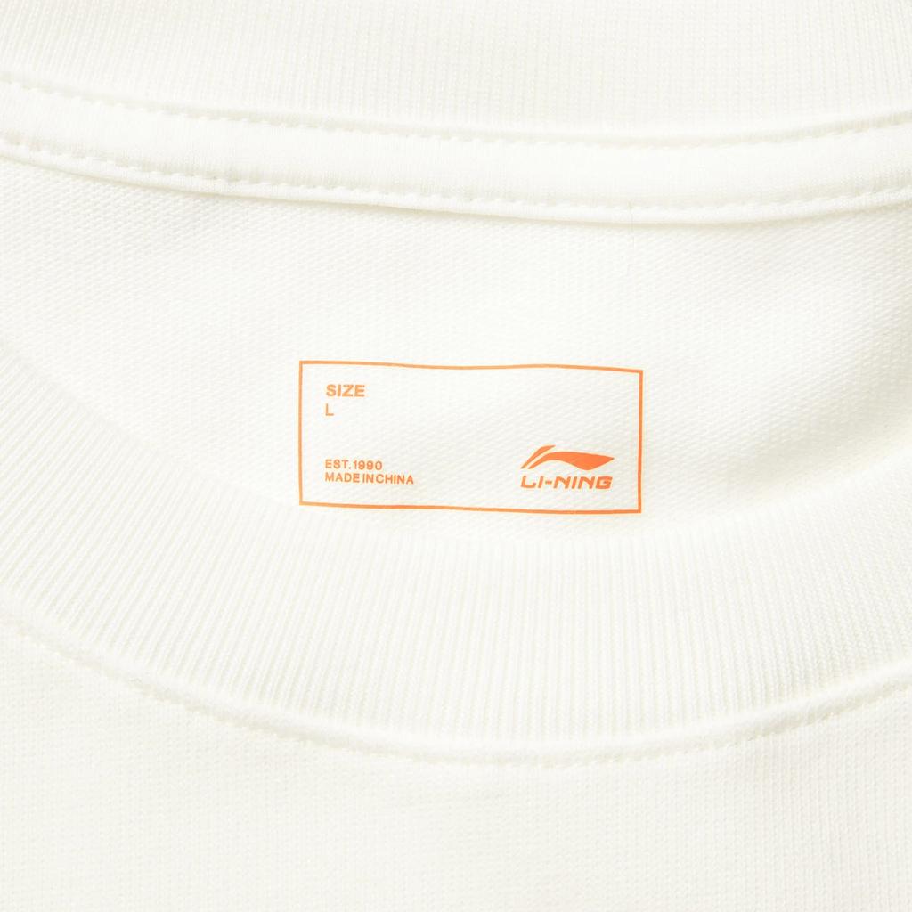 Li Ning Printed Breathable Versatile Short Sleeve T-Shirt Unisex Tops Off-White AHSVB13-2