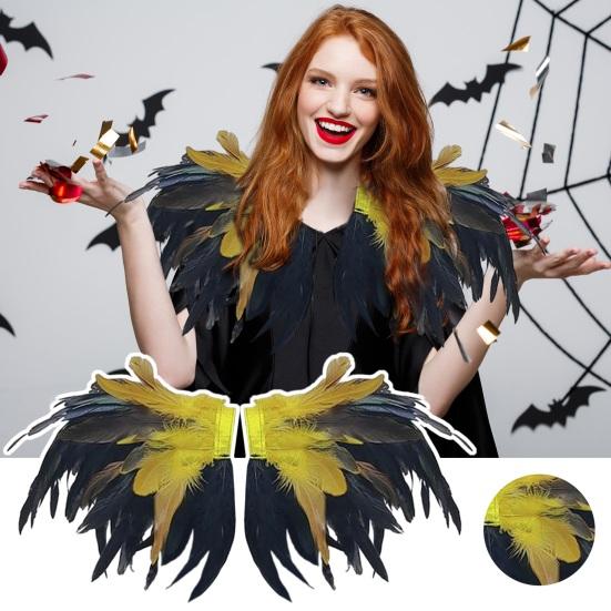 1 Paar Kunstveer Sjaal Schouderomslag Cape Zachte Verstelbare Band Gotisch Cosplay Feest Podiumoptreden Nepkraag Danser Kostuum Halloween