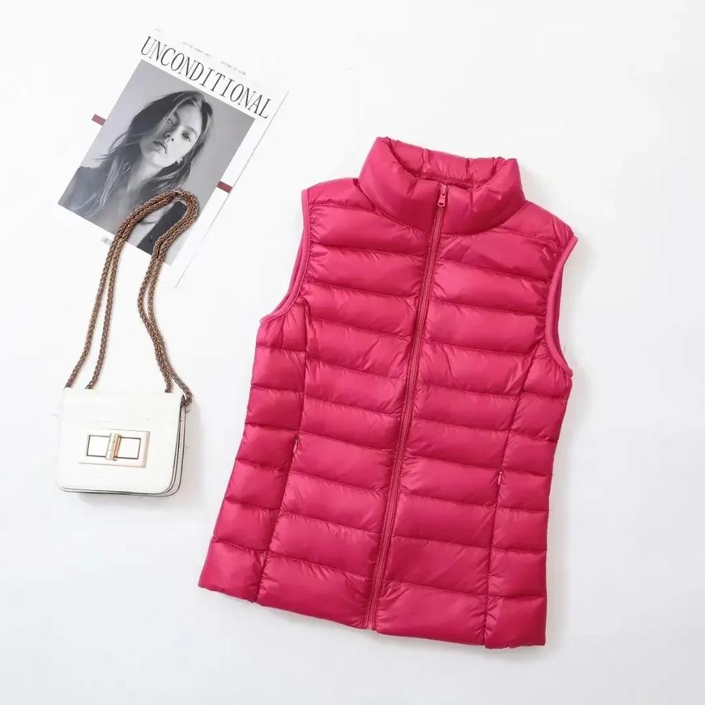 Biela kačacia bunda Dámska vesta Jeseň Zima Vesta bez rukávov Teplá ľahká nafúknutá bunda Dámske topy Outwear