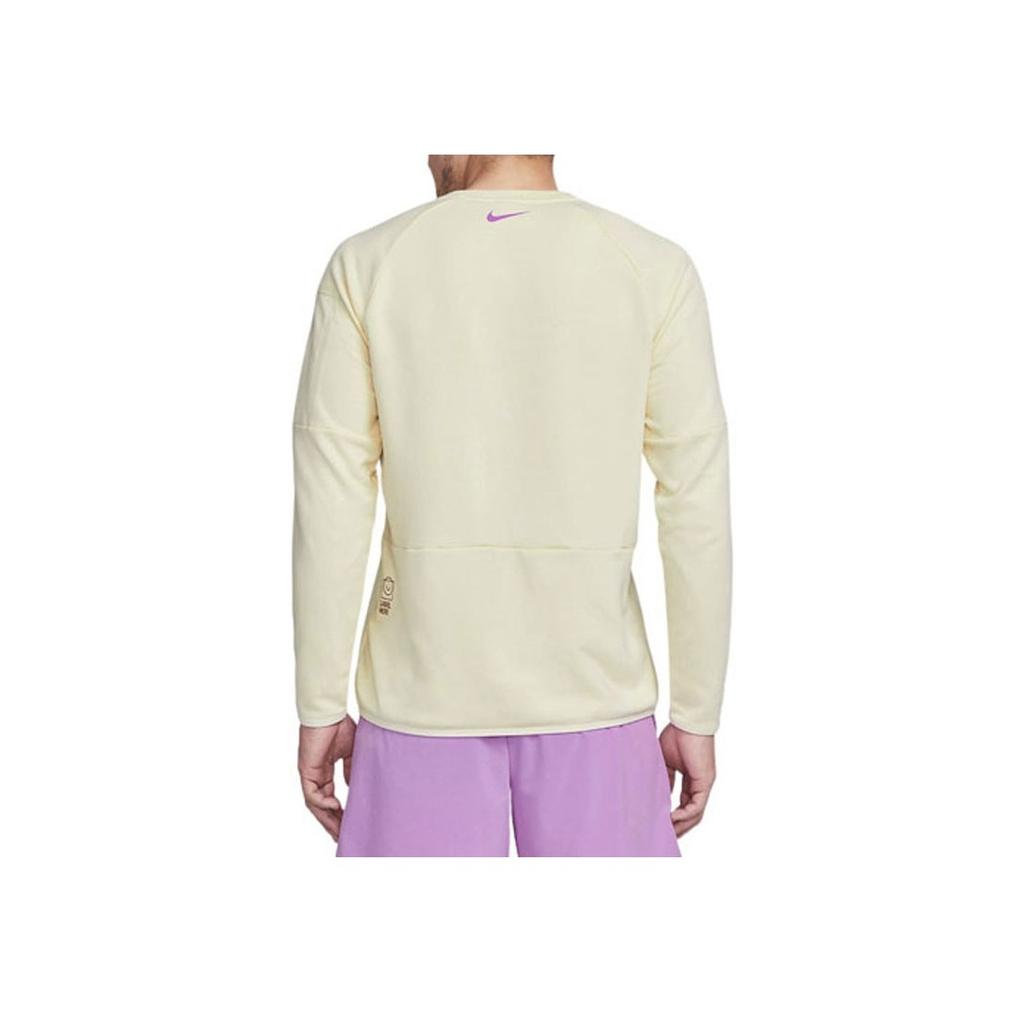Nike Dri-FIT Vintage Letter Print Crew Neck Dopamine Long Sleeve T-Shirt With Drop Shoulder Men Tops Light-Yellow DX0903-113